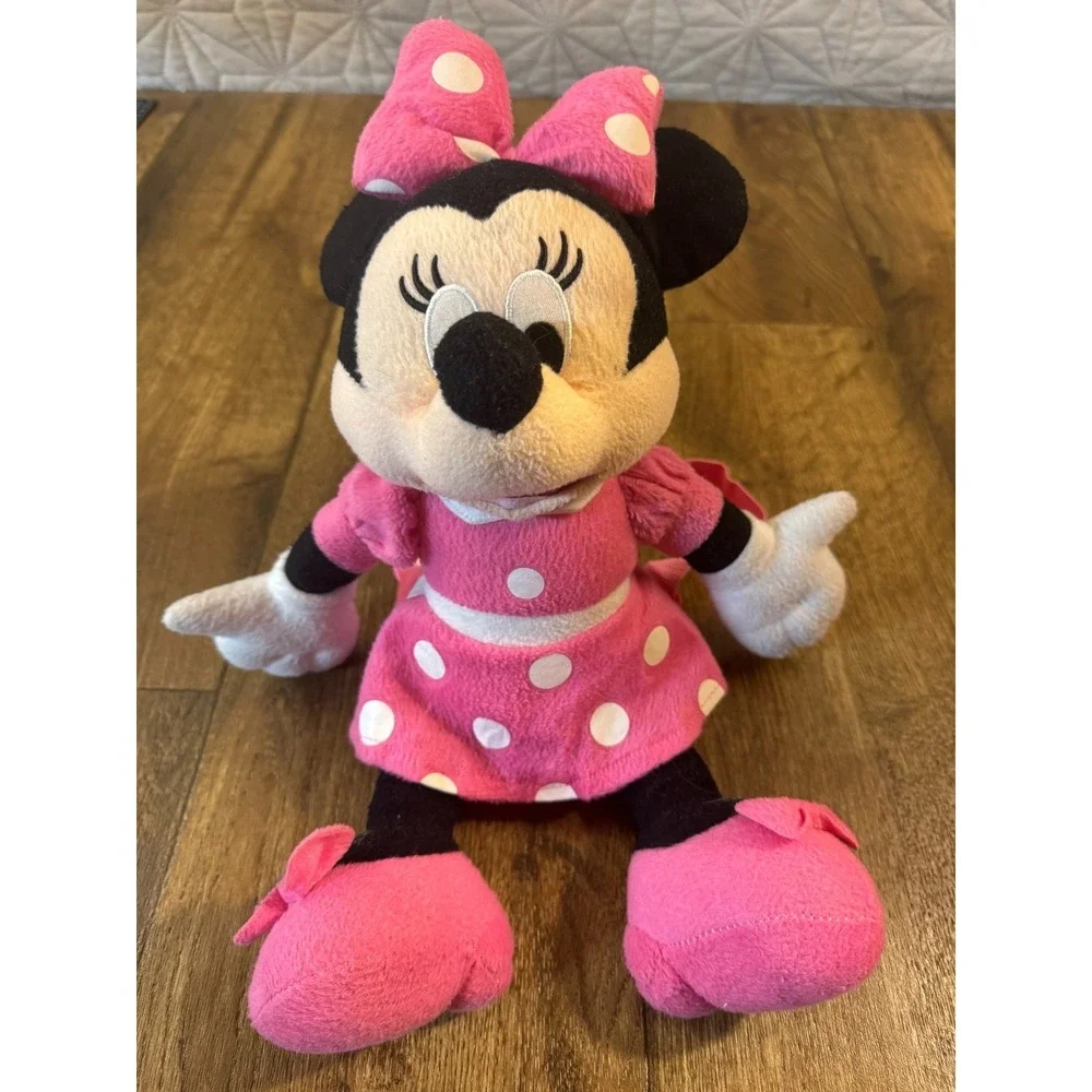 Bioworld Disney Minnie Mouse Backpack Plush Kids Small Pocket Pink Dress 17 Inch